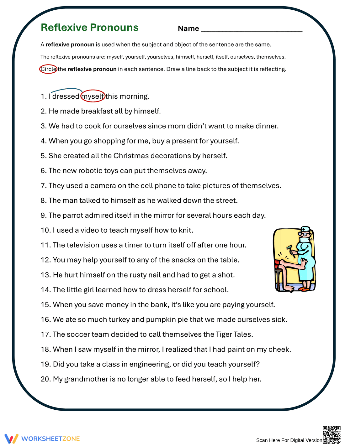 Essential Reflexive Pronouns Worksheet | Grades 2-5 - Page 1