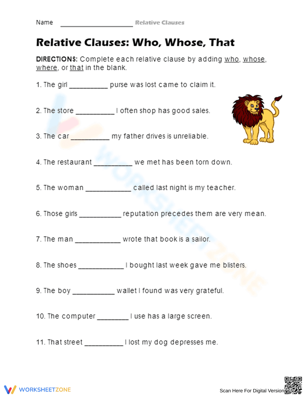 Essential Relative Clauses Worksheet | Grade 4 Aligned - Page 1