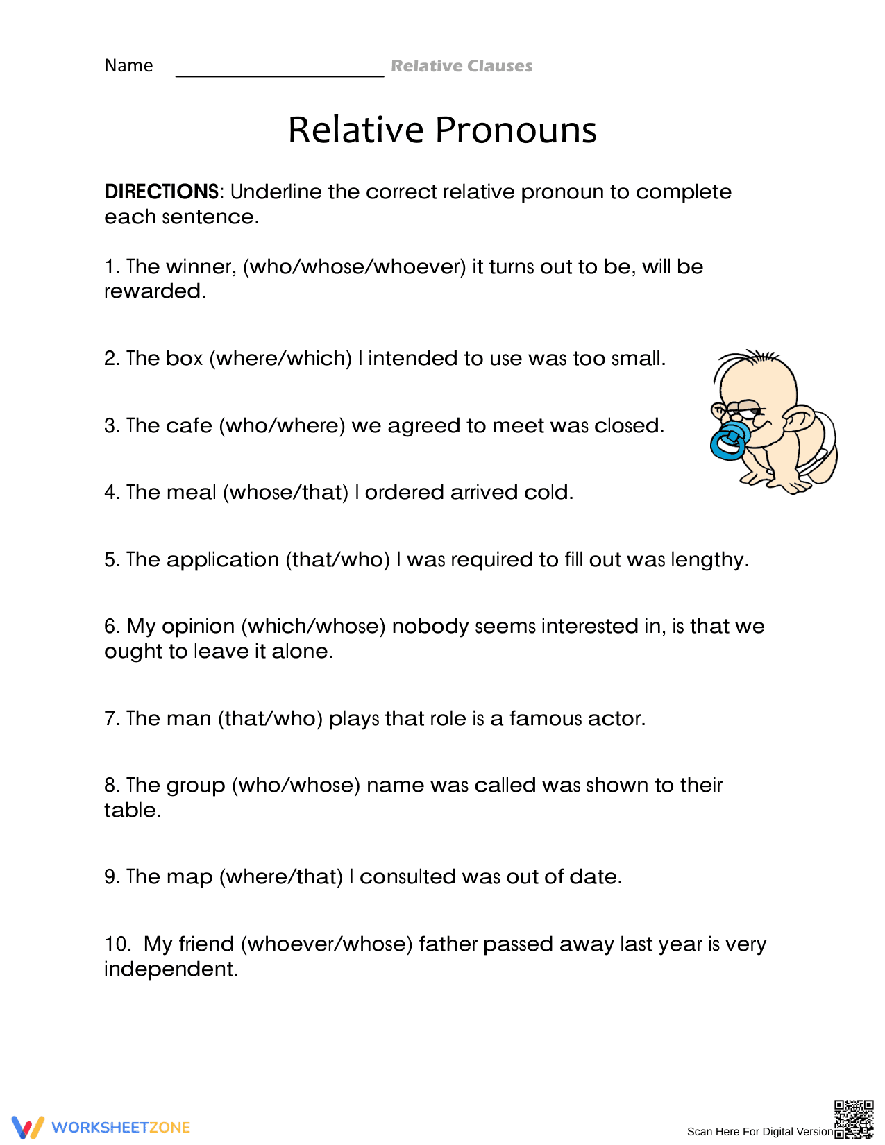 Essential Grade 4 Relative Pronouns Grammar Worksheet - Page 1
