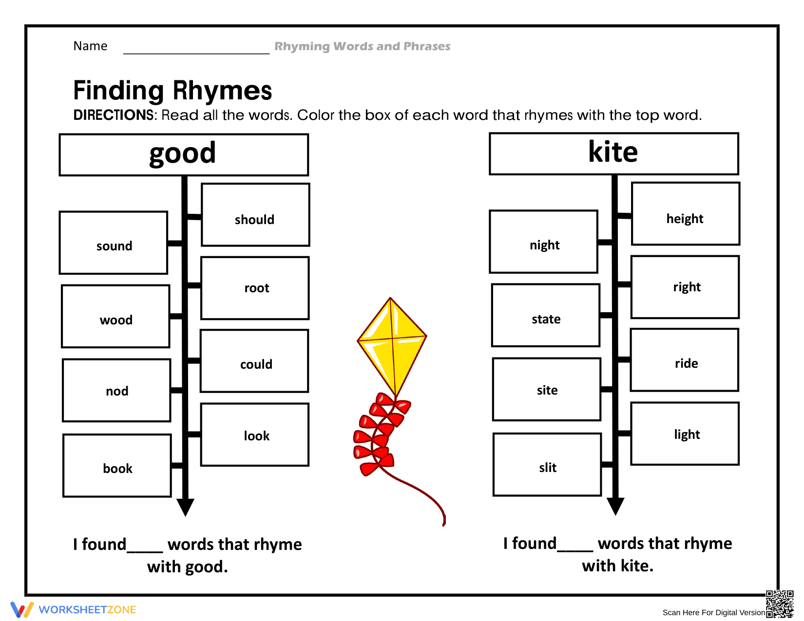 Essential Finding Rhymes Worksheet | Grades 1-3 Phonics - Page 1