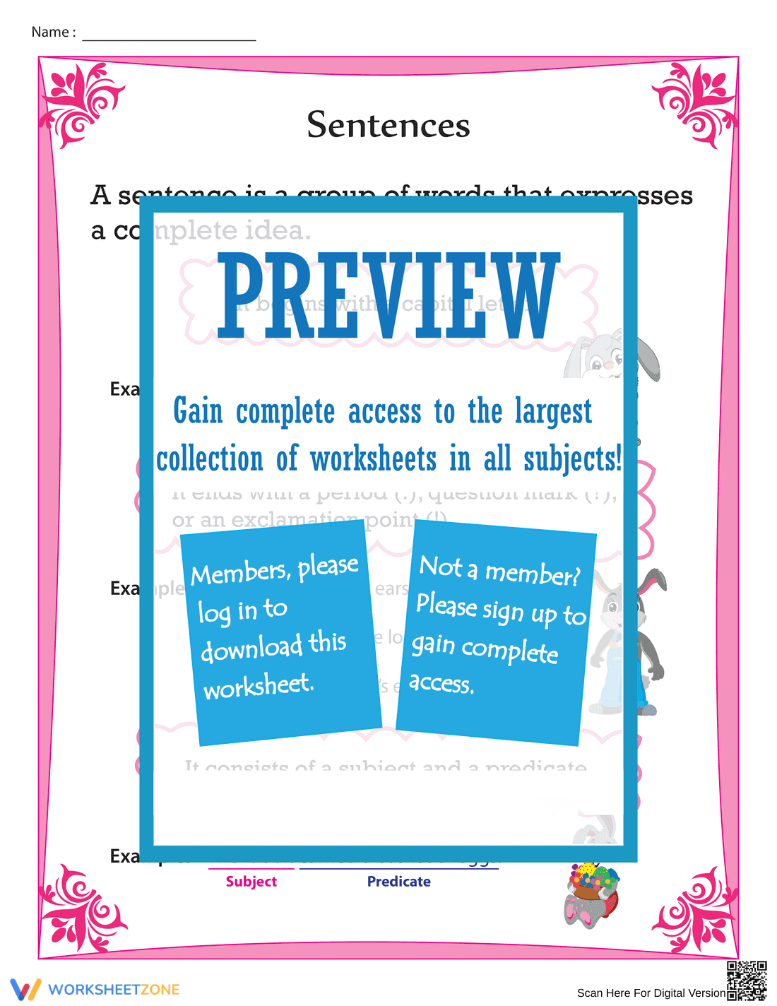 Essential Sentences Chart | Grade 1-3 ELA Printable - Page 1