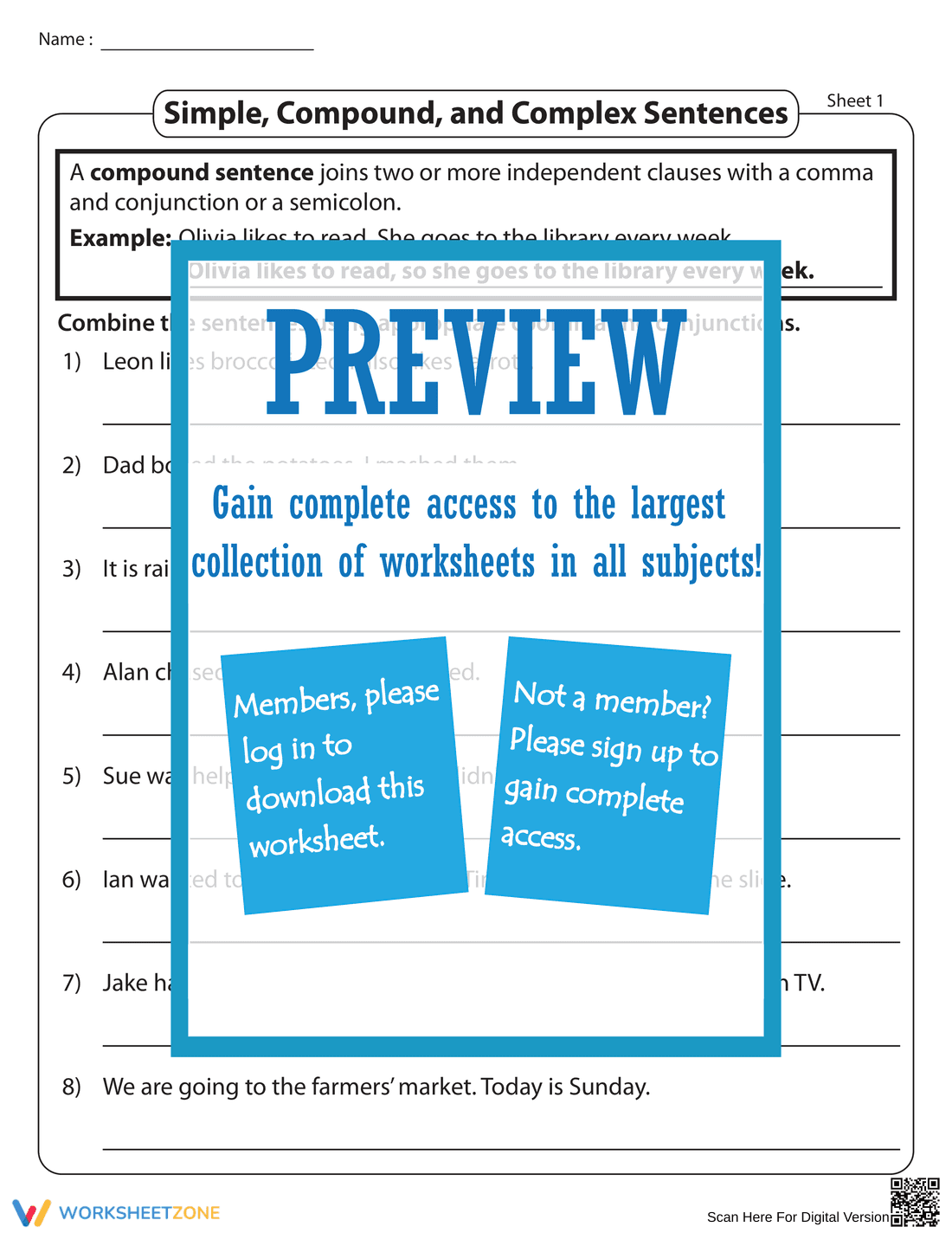 Combining Simple Sentences With Coordinating Conjunctions - Page 1