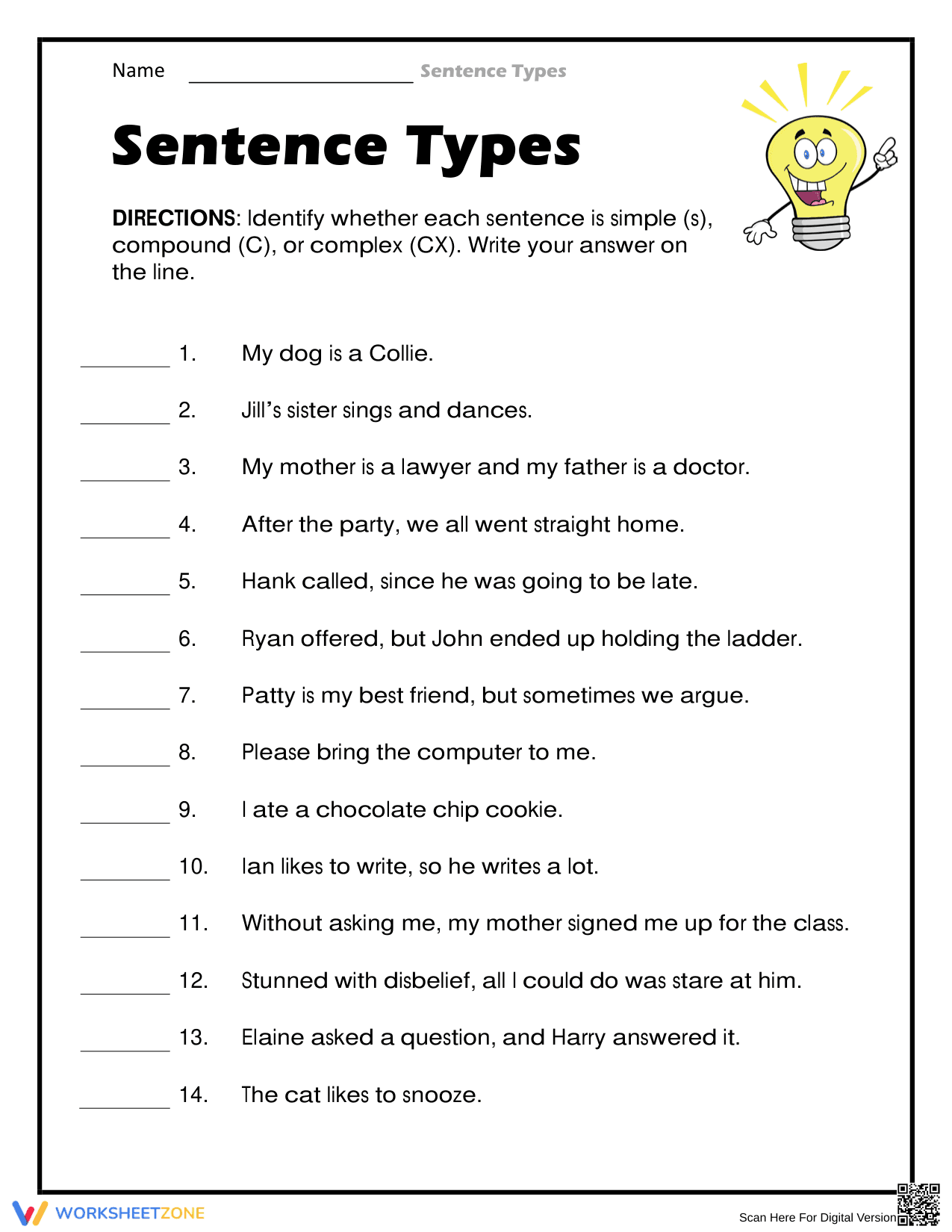 Essential Grade 3 Sentence Types | No-Prep Worksheet - Page 1
