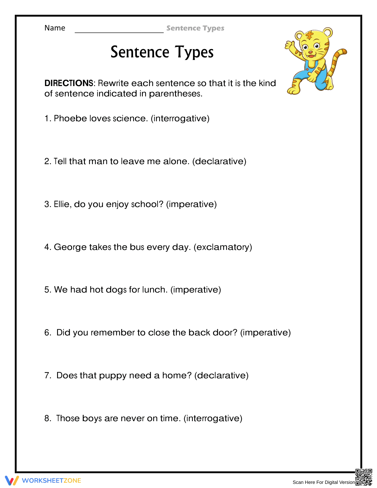 Essential Sentence Rewriters Worksheet | Grade 2-3 ELA - Page 1