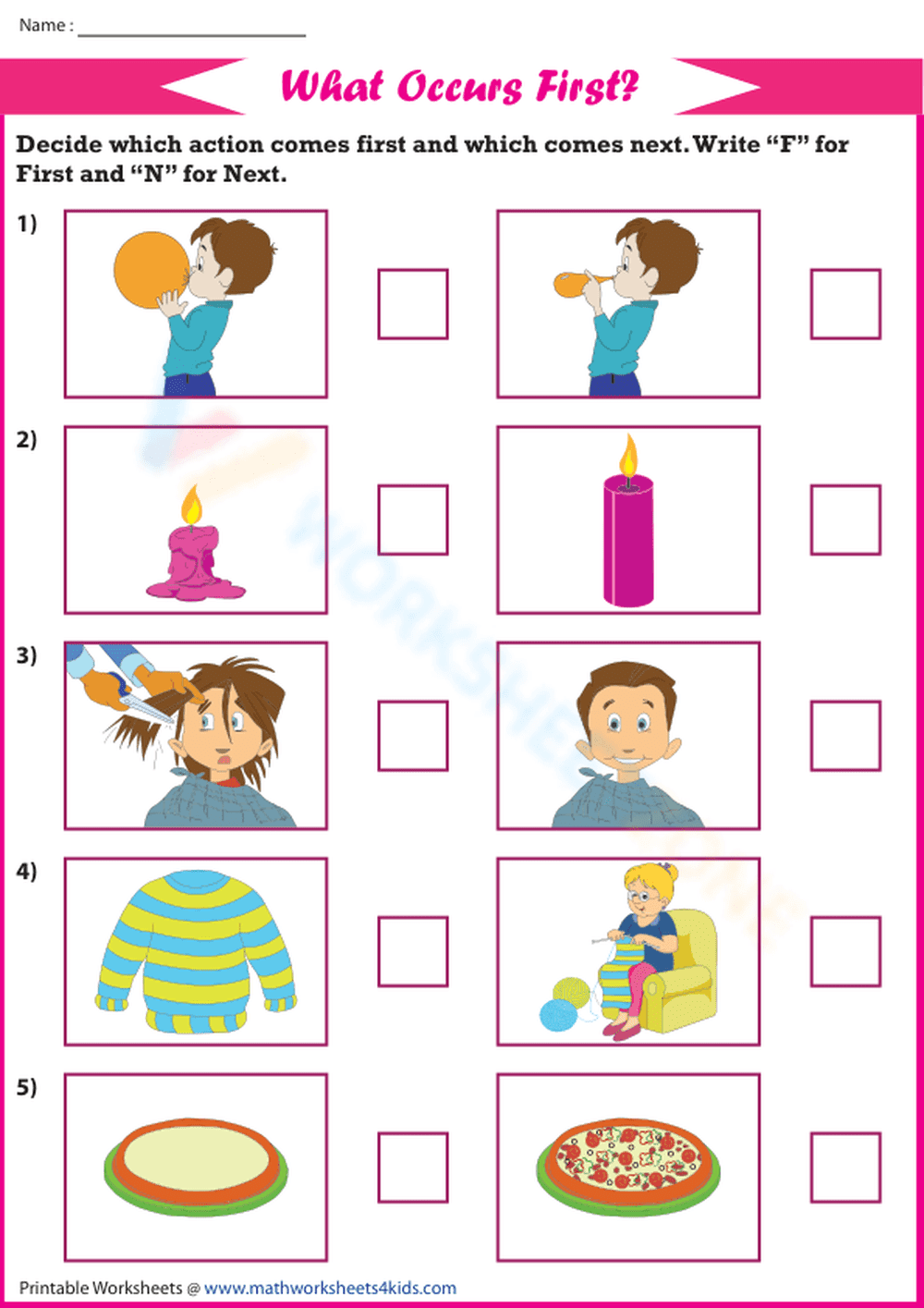 Practicing Sequencing with First and Next - Page 1
