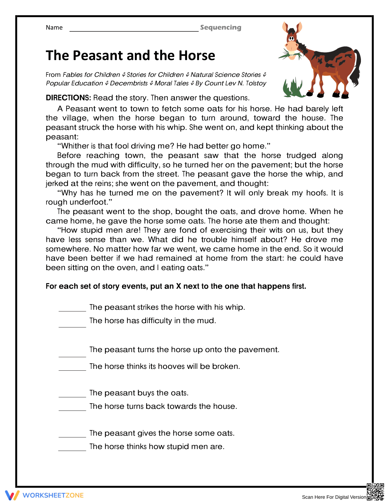 Essential Sequencing Worksheet | Grade 2 ELA Reading - Page 1