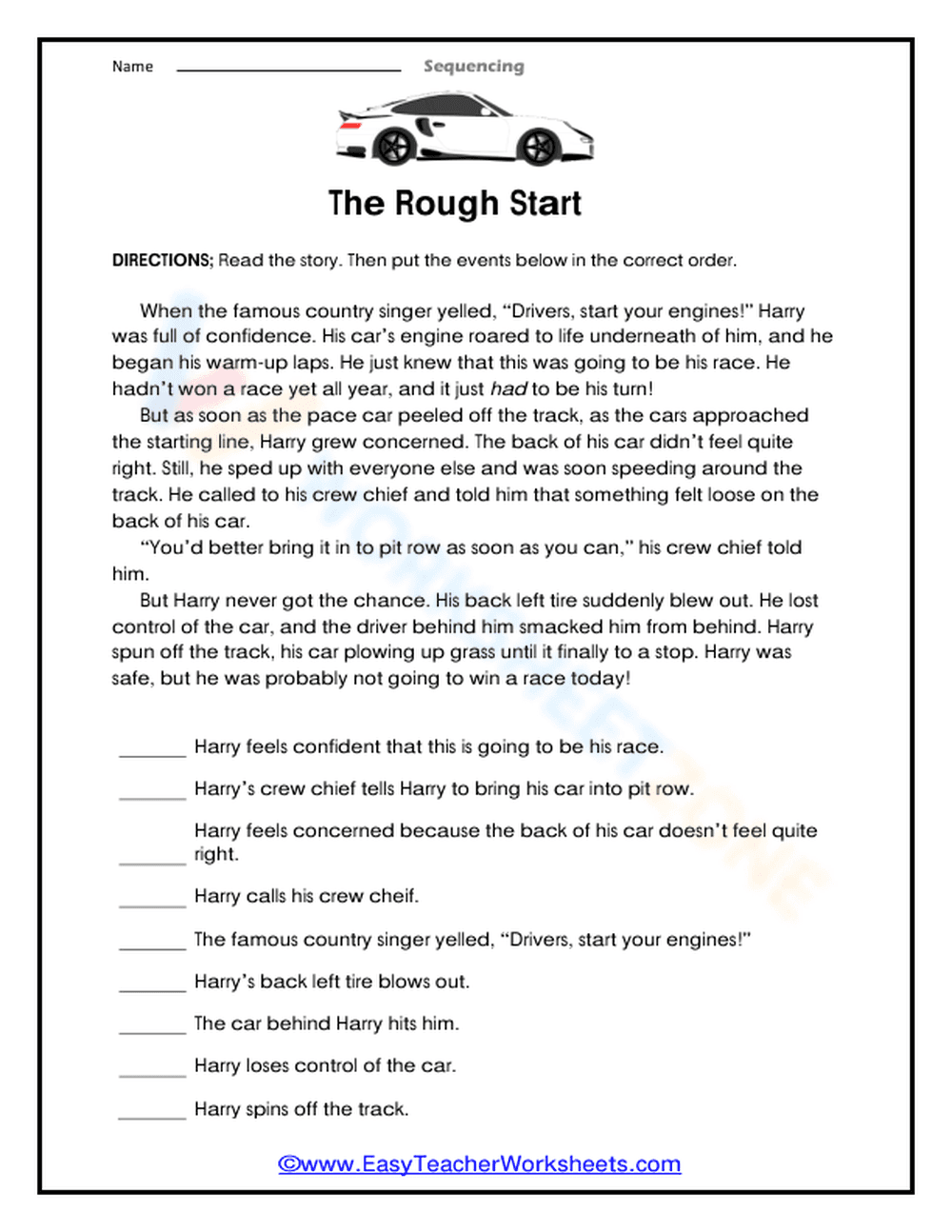 Essential Grade 2 Sequencing Worksheet | The Rough Start - Page 1
