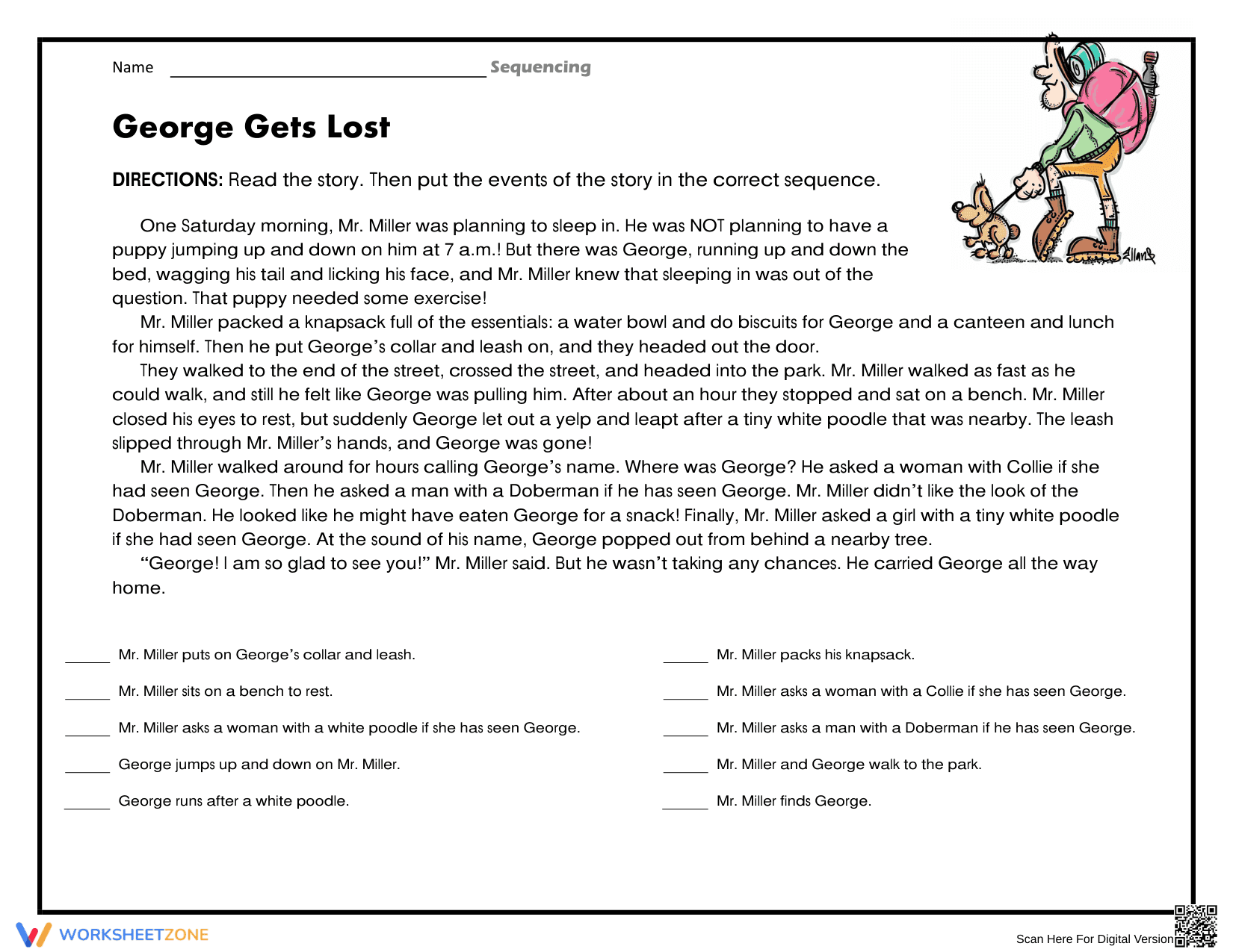 George Gets Lost Sequencing | Essential Grade 2 Worksheet - Page 1