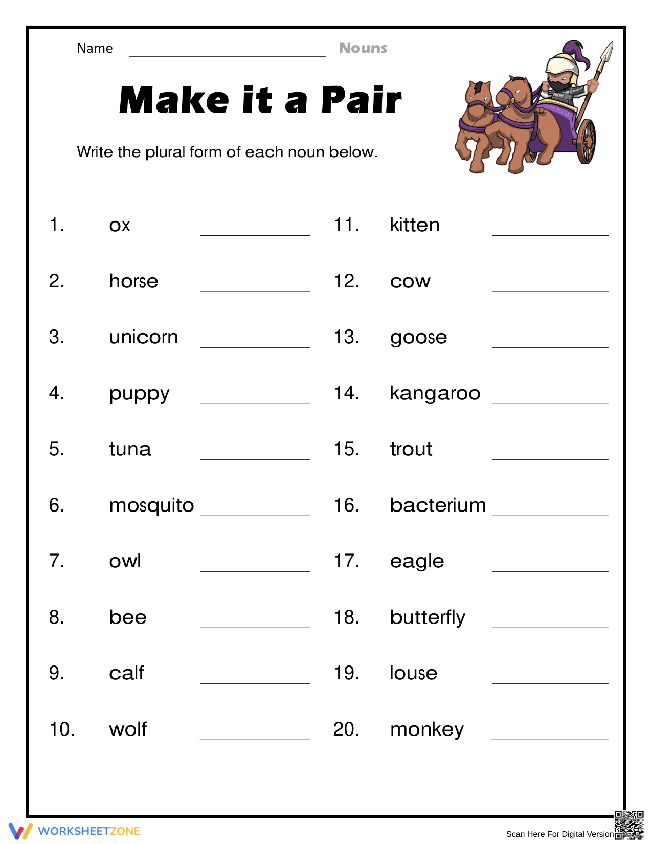 Essential Plural Nouns Worksheet | Grade 2-3 Grammar - Page 1