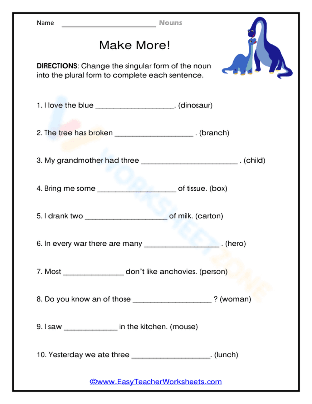 Essential Plural Nouns Worksheet | Grade 2-3 Grammar - Page 1