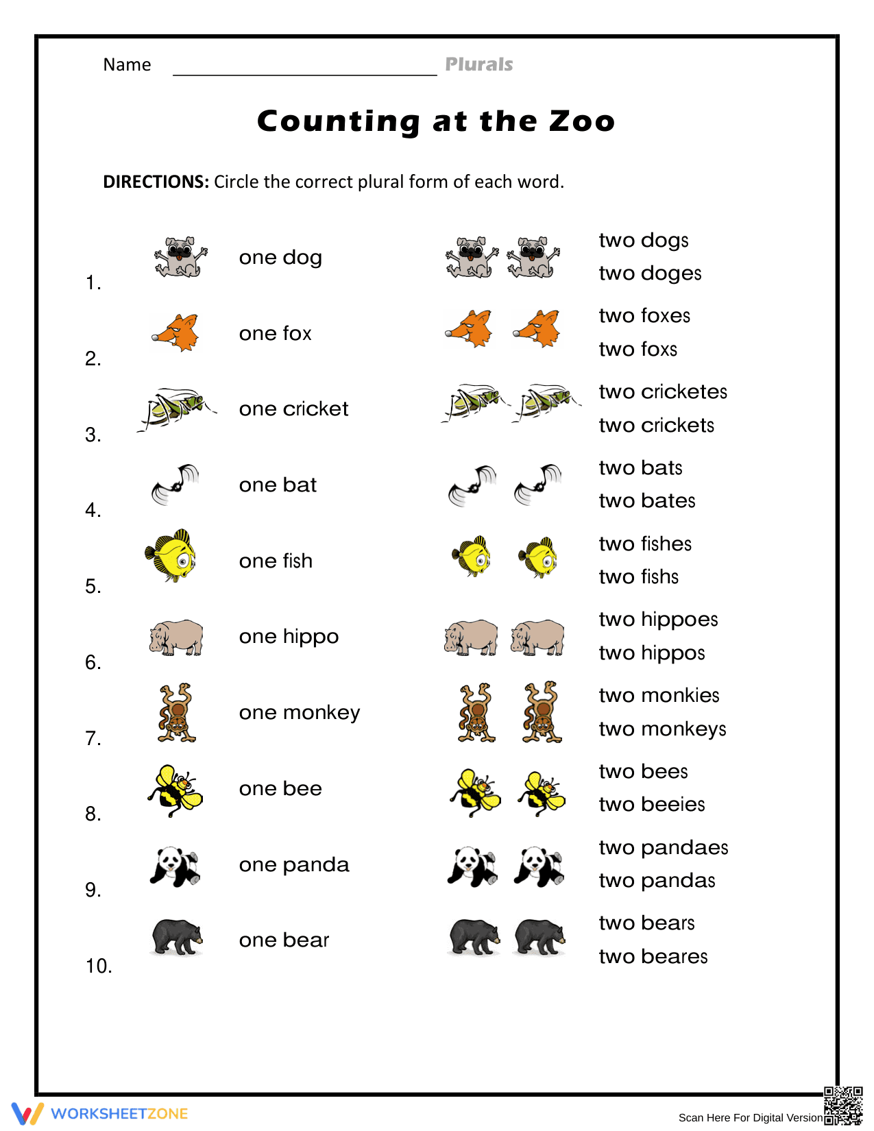 Essential Plural Nouns Worksheet | Grade 1-3 ELA - Page 1