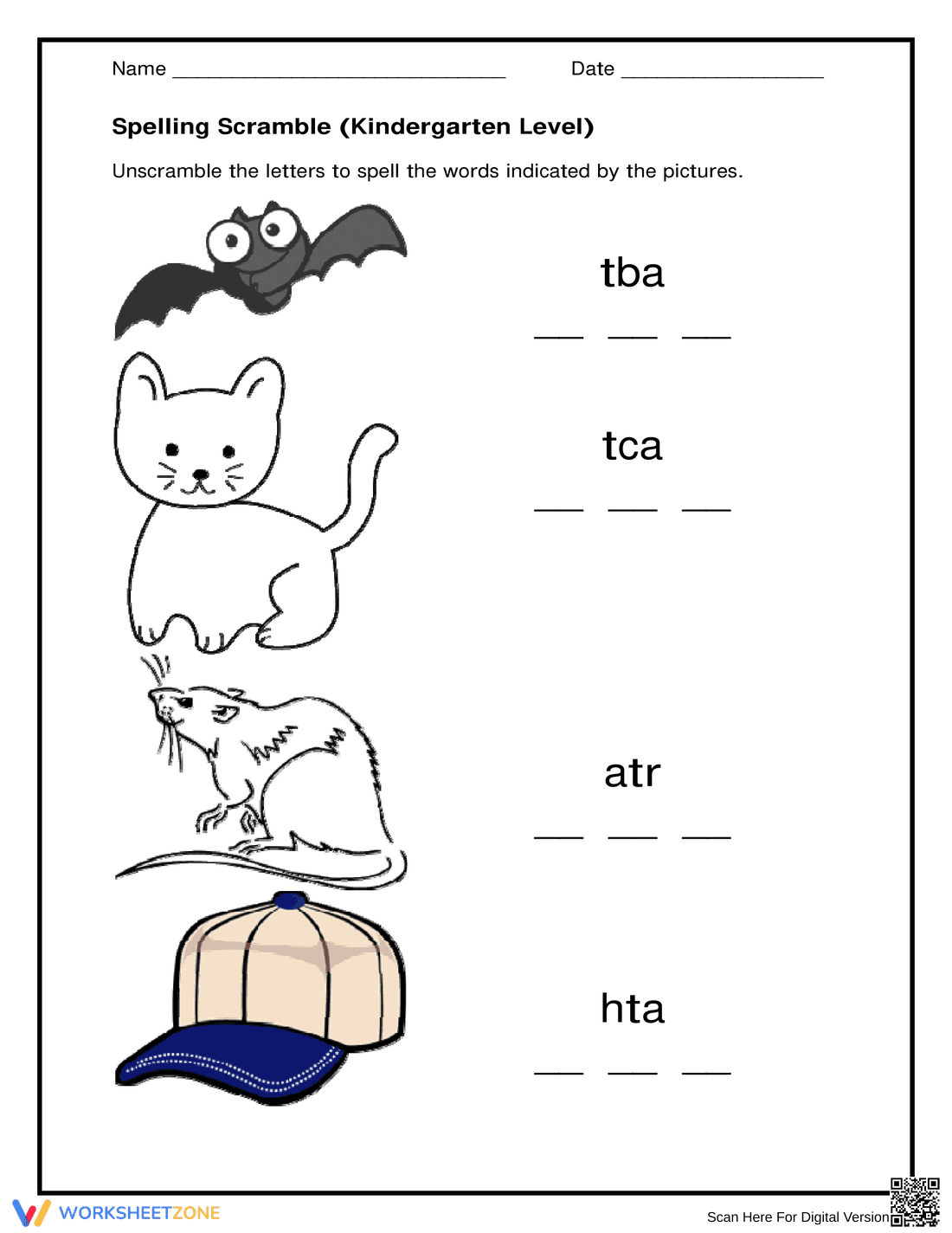 Essential Kindergarten Spelling Scramble | Ready - Page 1