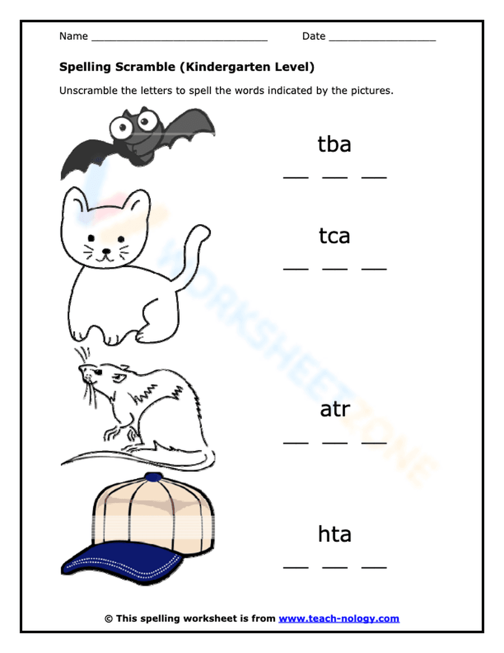 Essential Kindergarten Spelling Scramble | Ready - Page 1