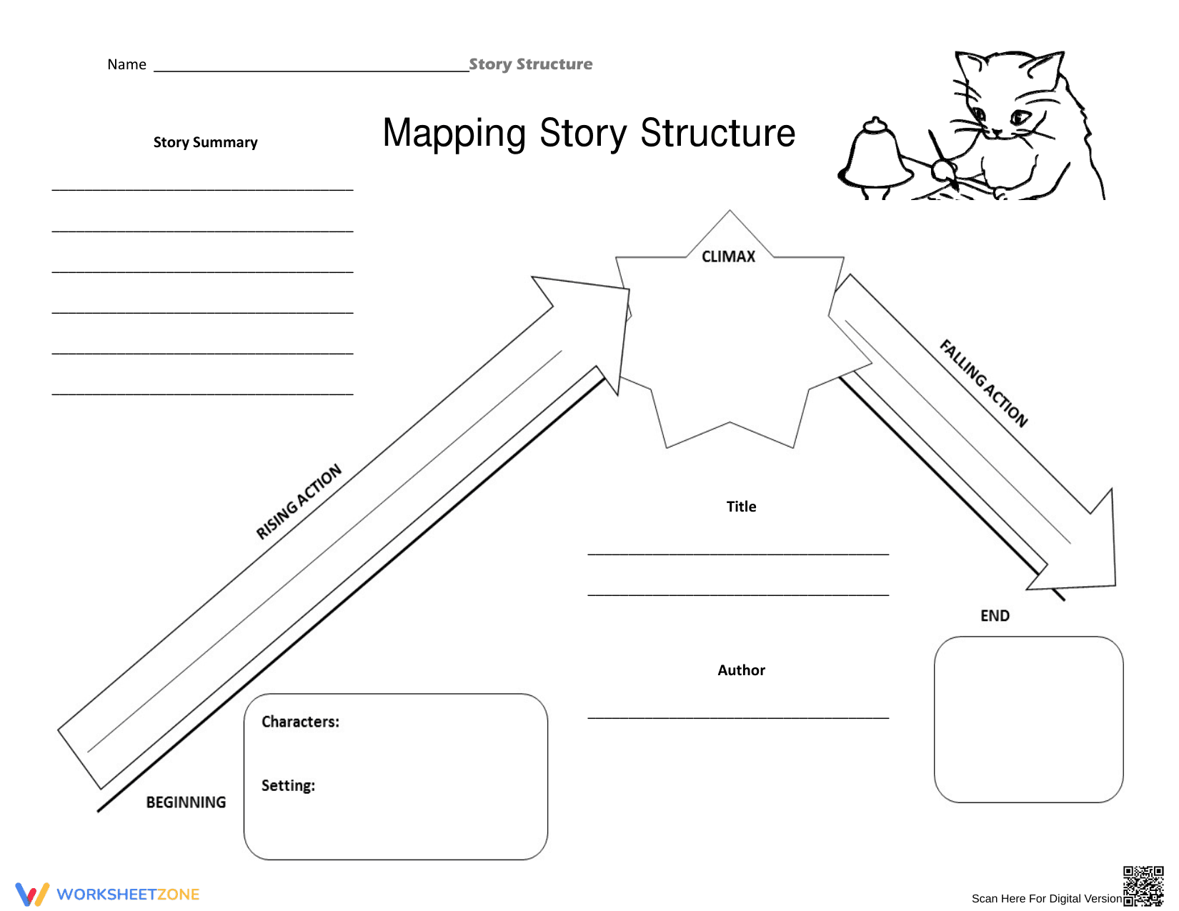 Printable Story Structure Plot Map Worksheet | Grades 3-5 - Page 1
