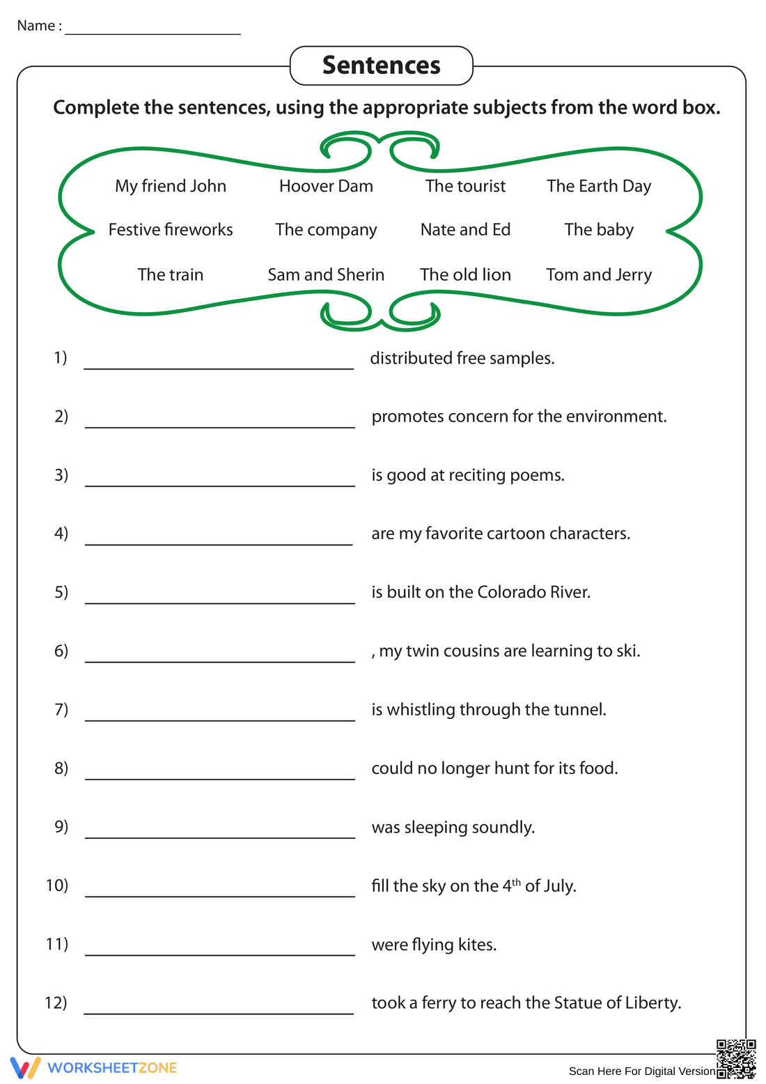 Choosing the Correct Subject in a Sentence - Page 1