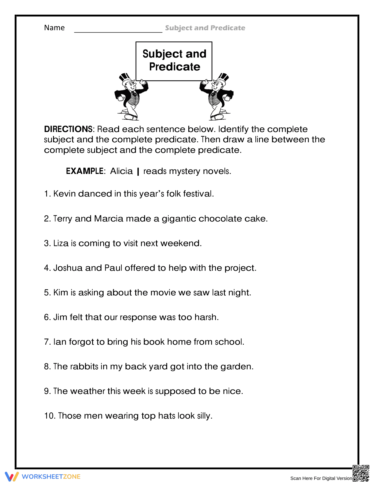 Identify It: Sentence Identification Practice - Page 1