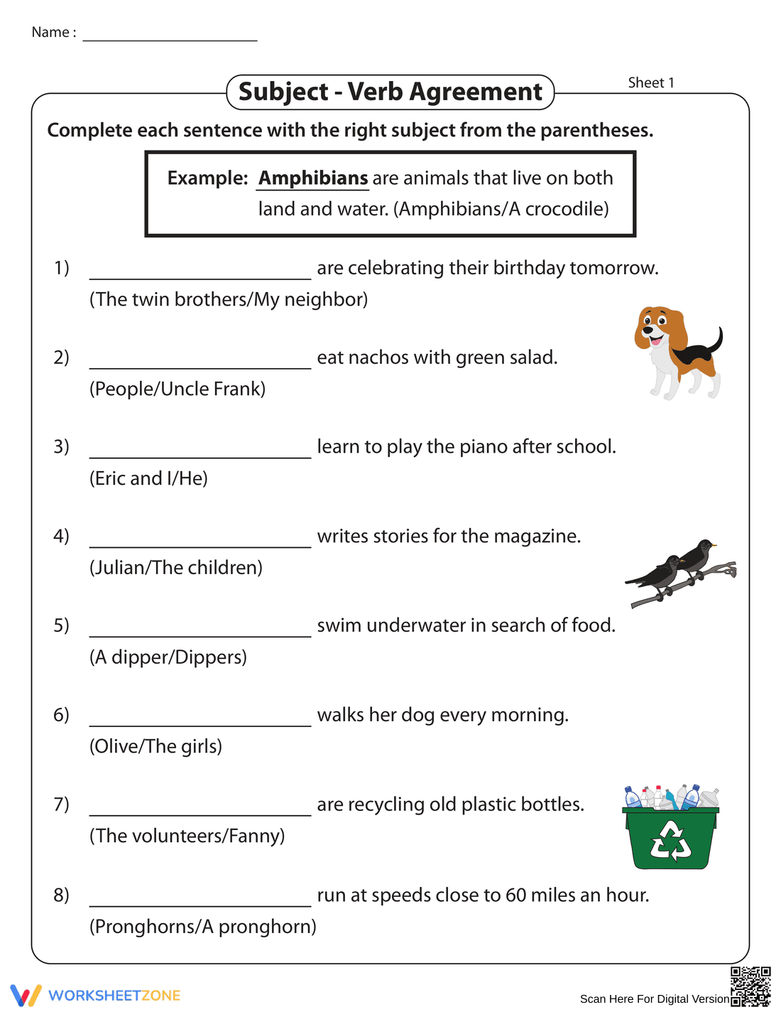 Practice Noun-Verb Agreement for Better Grammar - Page 1