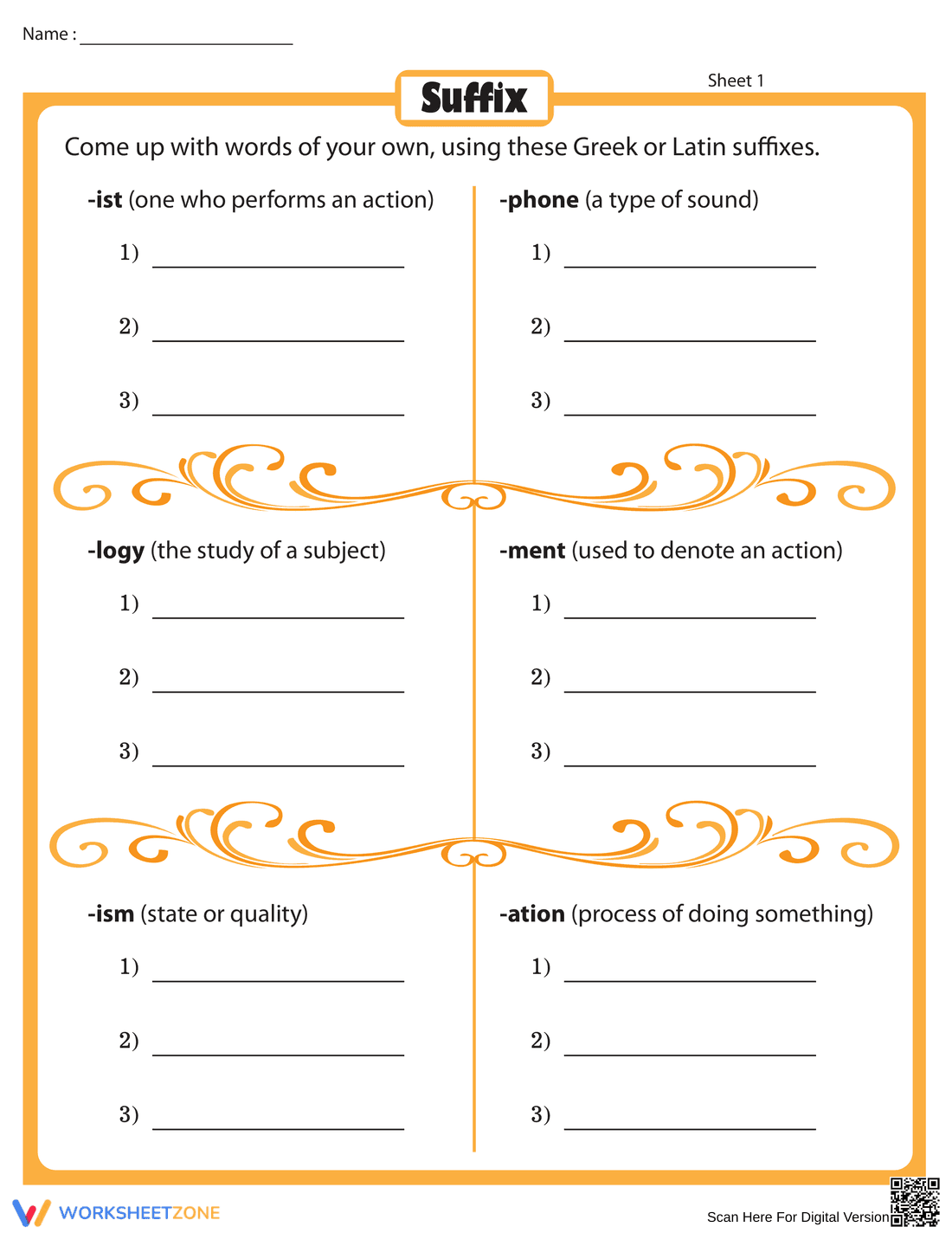 Explore Greek and Latin Suffixes for Vocabulary - Page 1