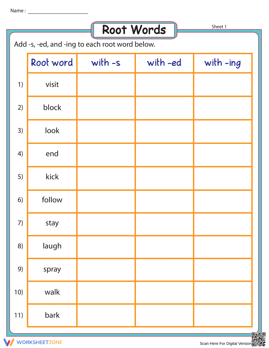 Adding Suffixes to Verb Roots - Page 1