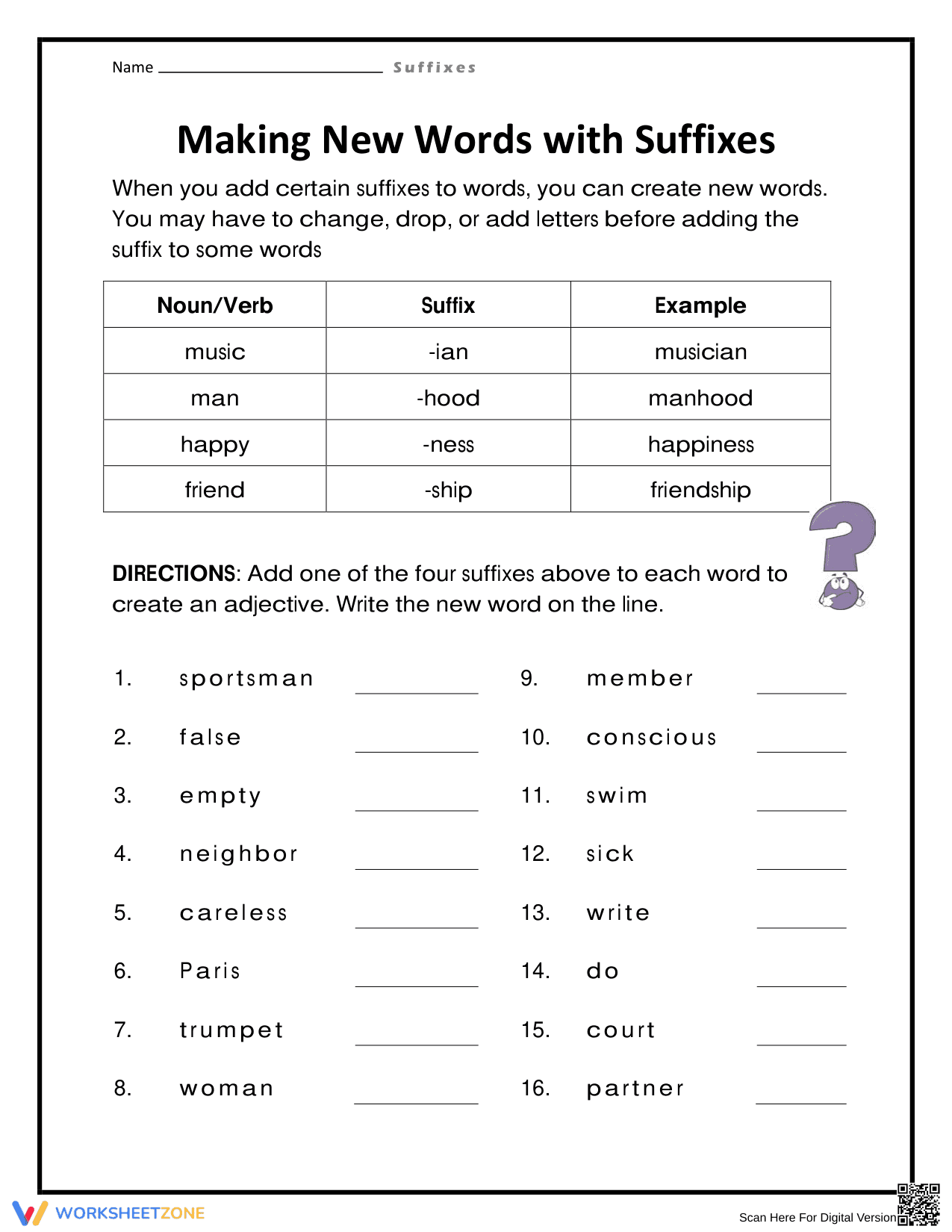 Essential Suffixes Worksheet | Grade 3-4 Vocabulary Ready - Page 1