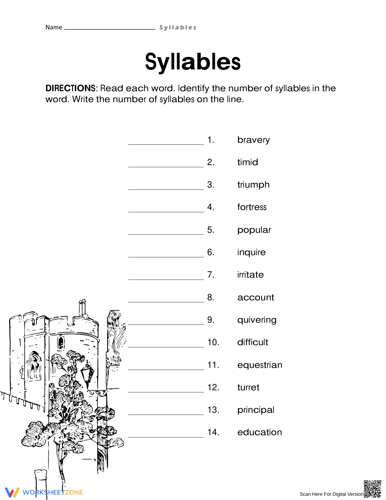 Syllable Counting Worksheet | Essential Grade 1-2 Phonics - Page 1