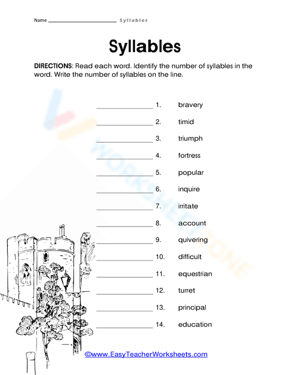 Syllable Counting Worksheet | Essential Grade 1-2 Phonics - Page 1