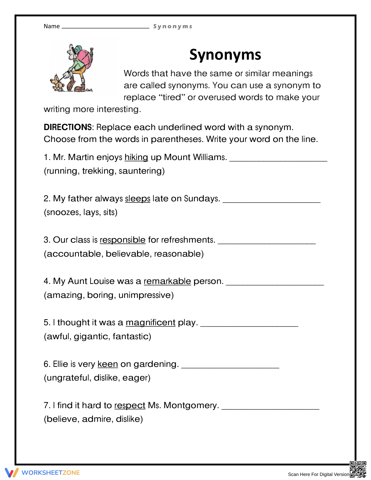 Printable Grade 3 Synonyms Worksheet: Essential ELA Practice - Page 1