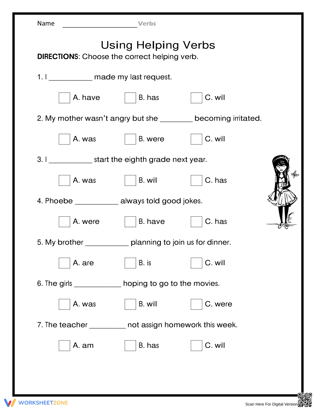 Essential Helping Verbs Worksheet | Grade 2 Grammar - Page 1