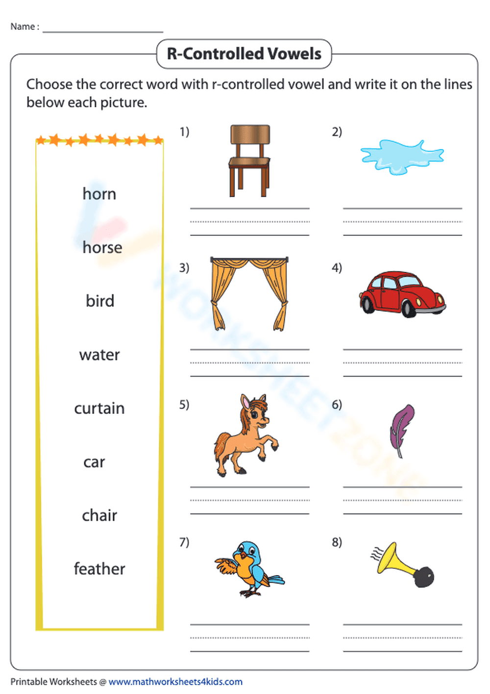 Essential Bossy R Words Worksheet | Grade 1-2 Aligned - Page 1