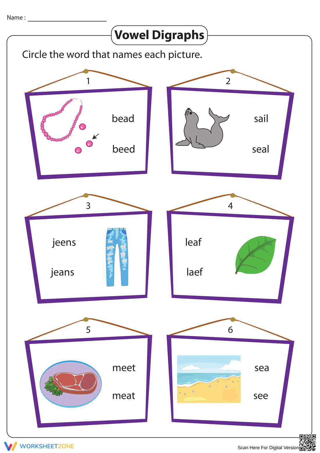 Printable Vowel Digraph ea Worksheet | Grade 1 Phonics - Page 1