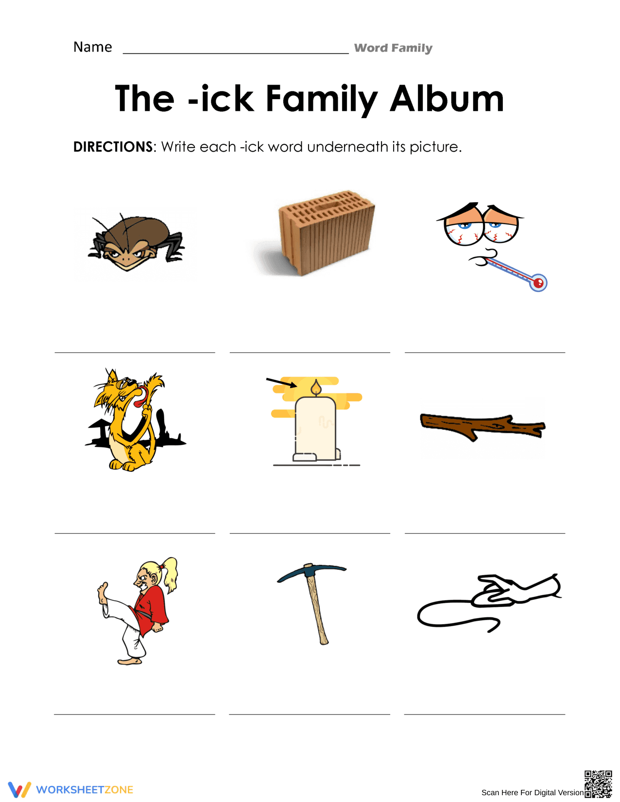Printable -ick Family Album Worksheet | Grade 1 & 2 ELA - Page 1