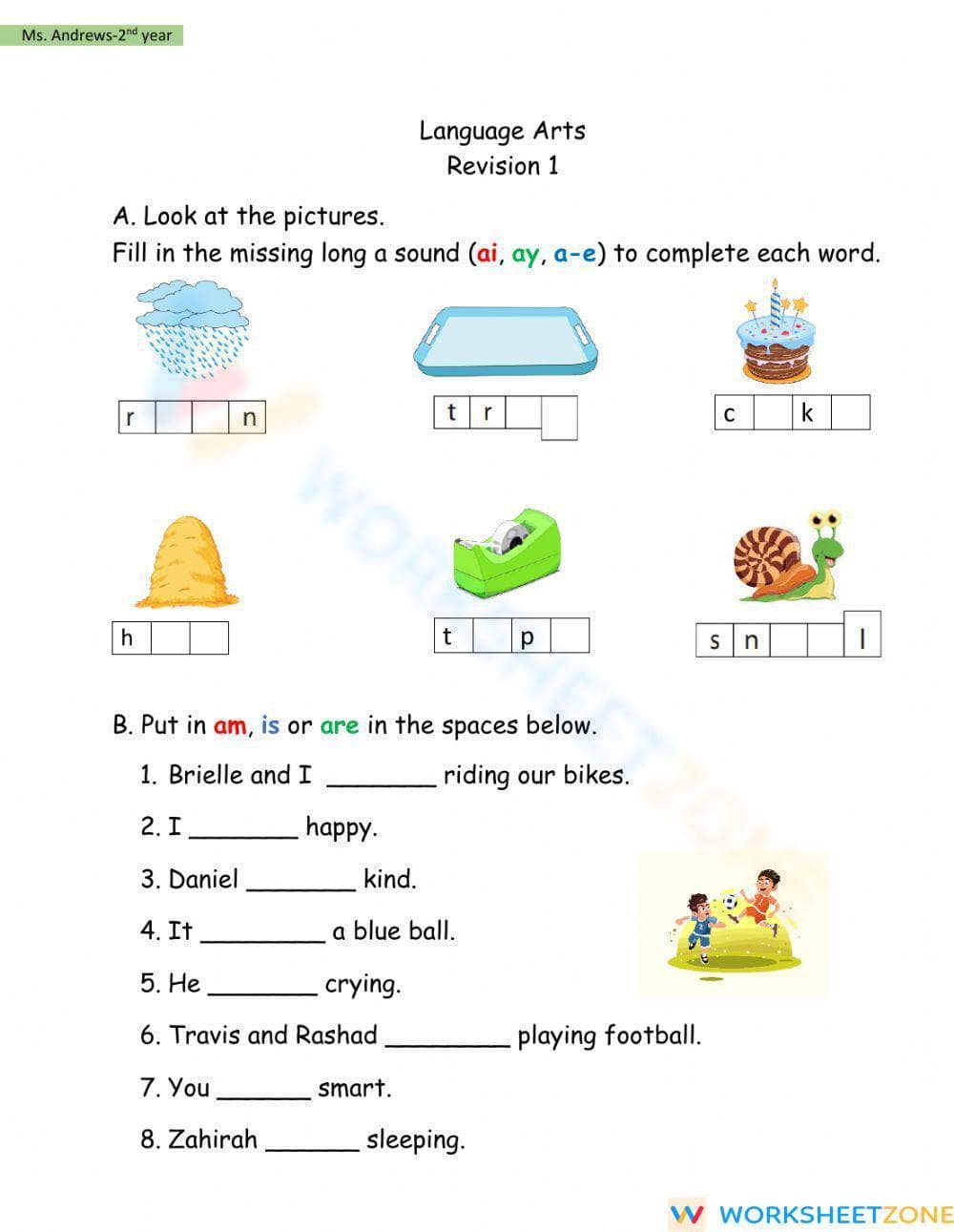 Grade 2 Language Arts Revision — Essential No-Prep Worksheet - Page 1