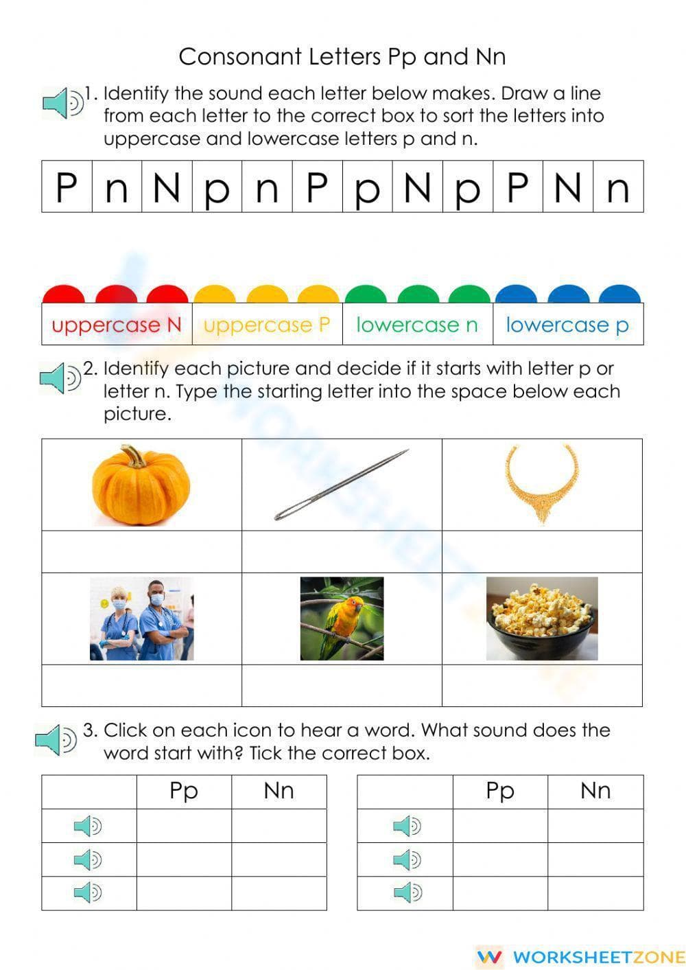 Essential Consonant Letters Pp and Nn Worksheet | Grade K - Page 1