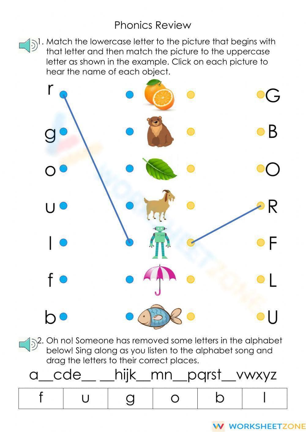 Essential Phonics Review 2 Worksheet | Kindergarten - Page 1