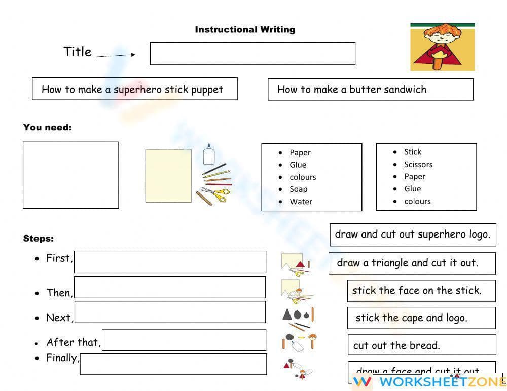 Grade 1 Instructional Writing — Printable No-Prep Worksheet - Page 1