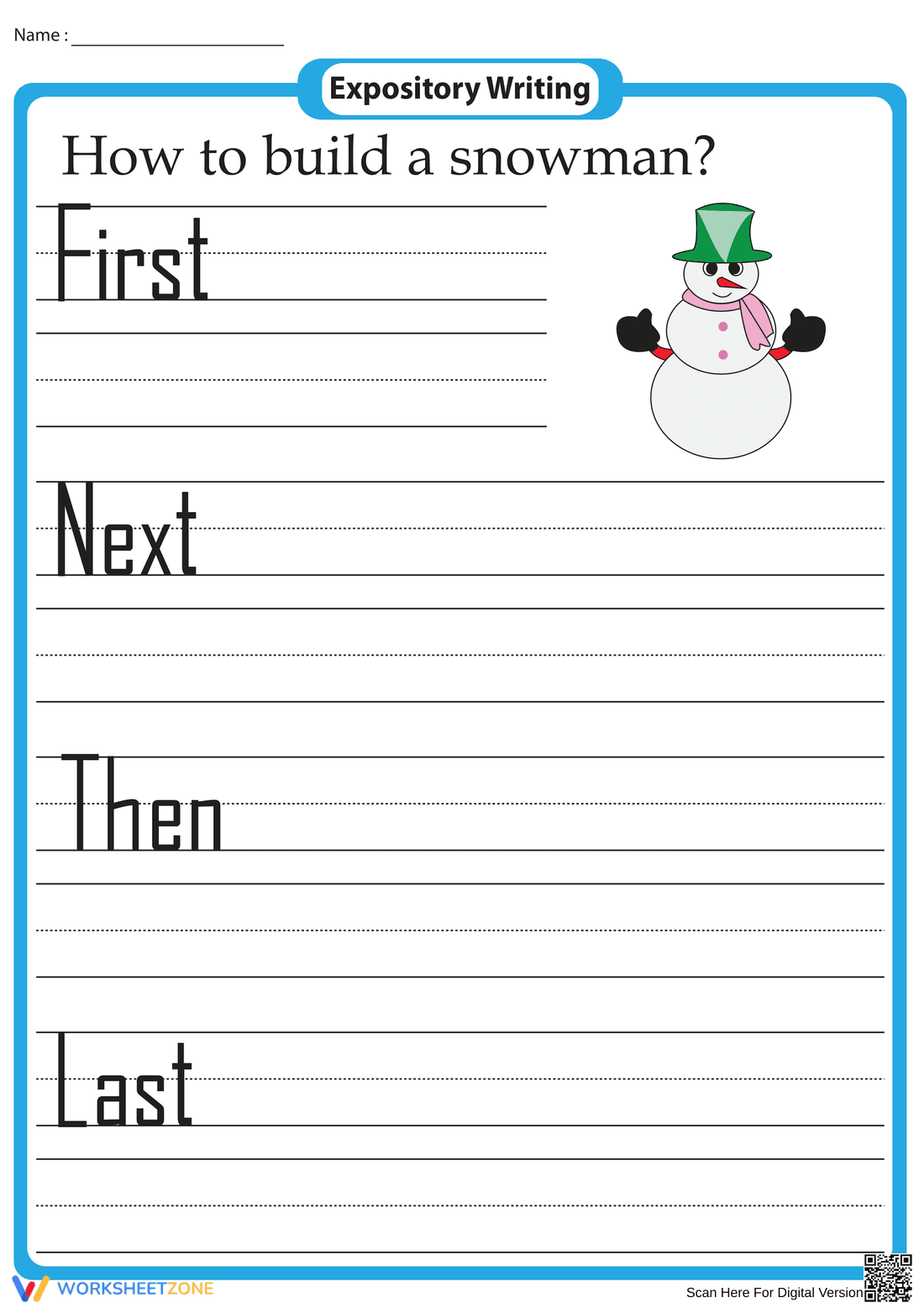Winter-Themed Writing Prompt: Snowman - Page 1