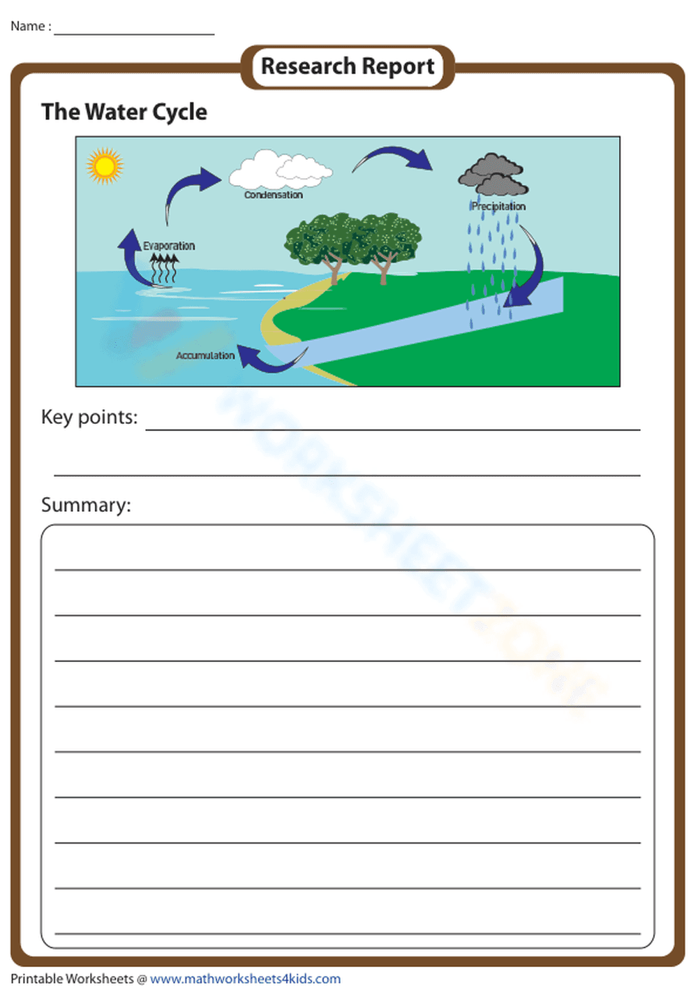 Essential Water Cycle Research Report | Grade 3-4 Writing - Page 1