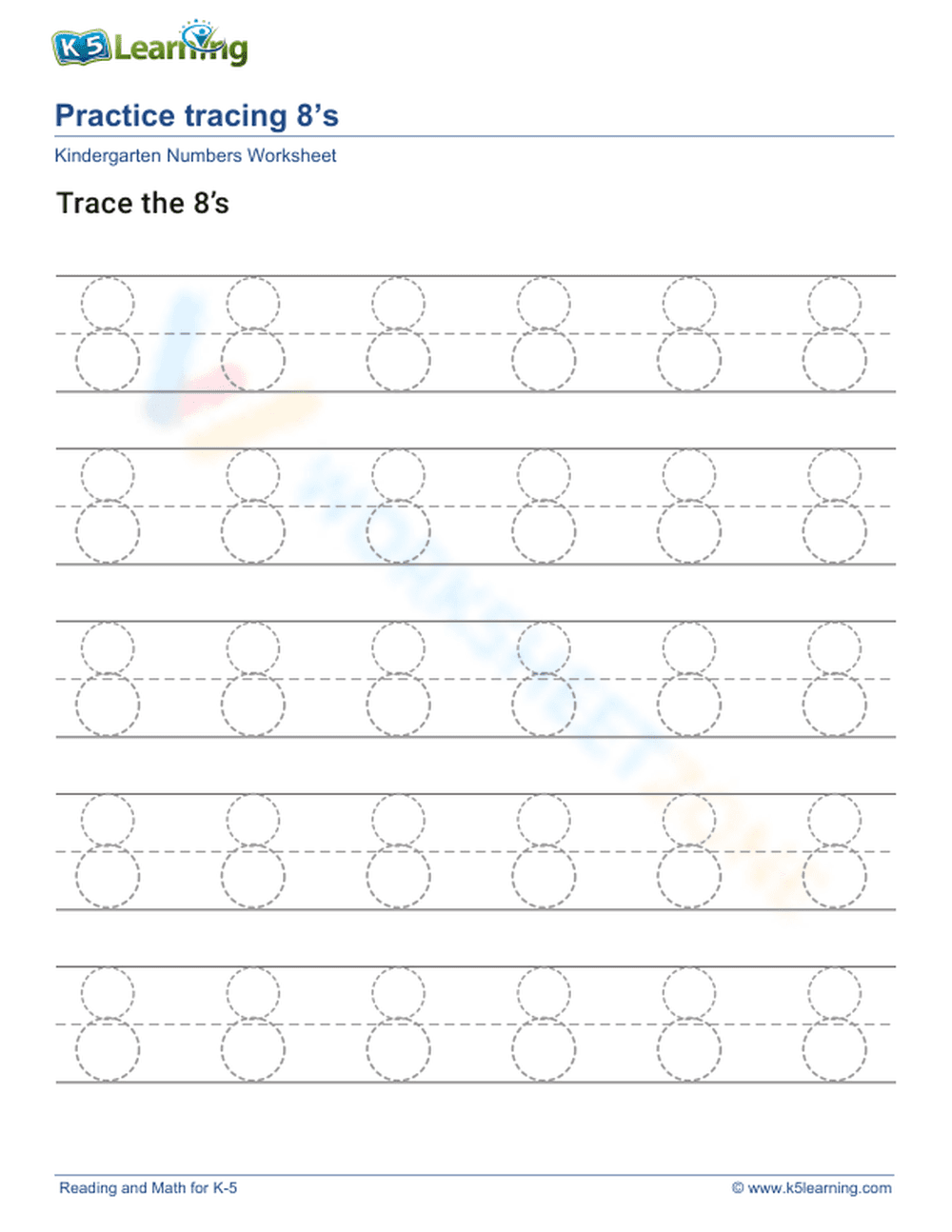 Fun Number Tracing: Learn Number 8 - Page 1