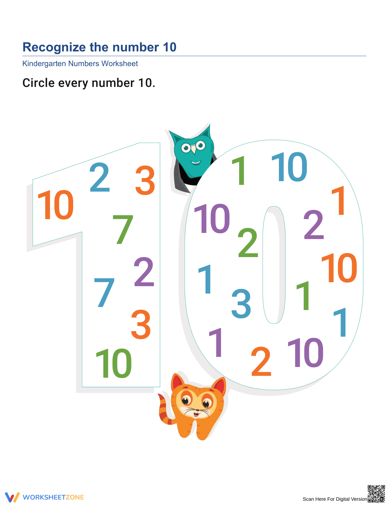 Interactive: Recognizing Numbers from 1 to 10 - Page 1