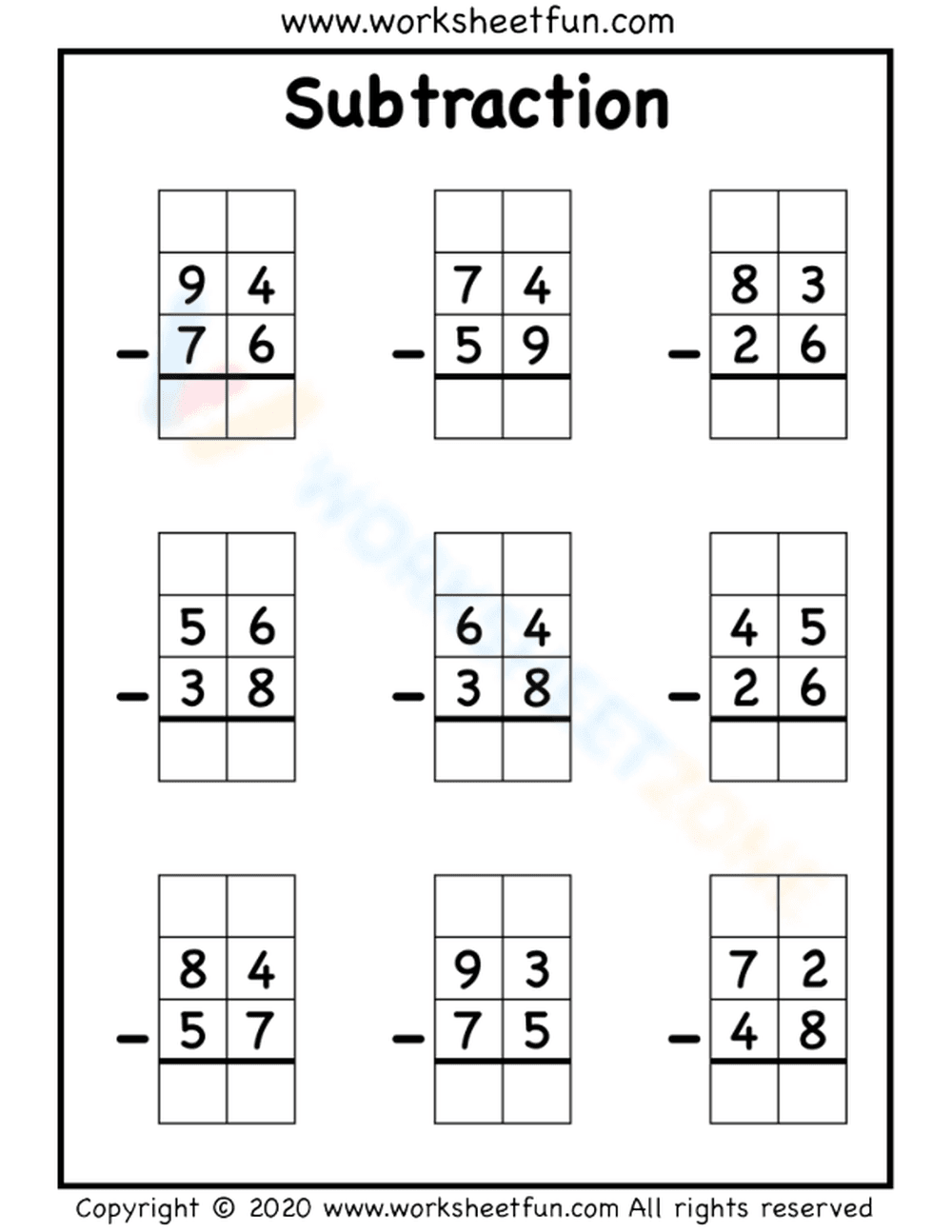 Subtraction Mastery: 2-4 Digit Skill Practice - Page 1