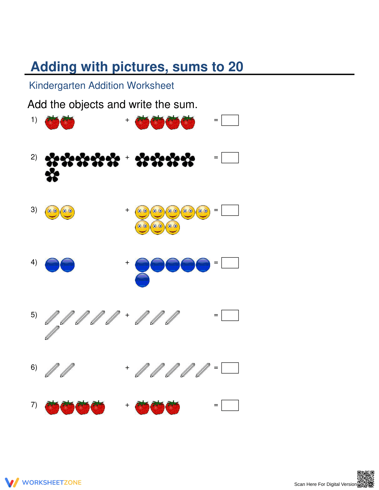 Visual Addition Practice With Fun Pictures - Page 1