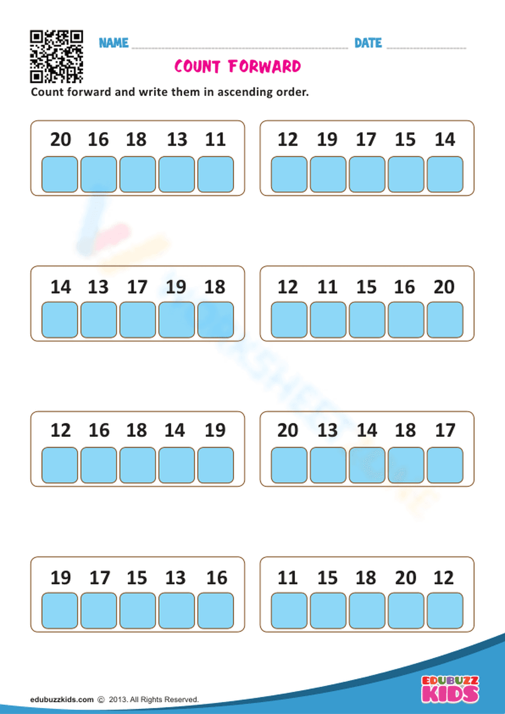 Counting Practice: Forward and Backward from 1-10 - Page 1