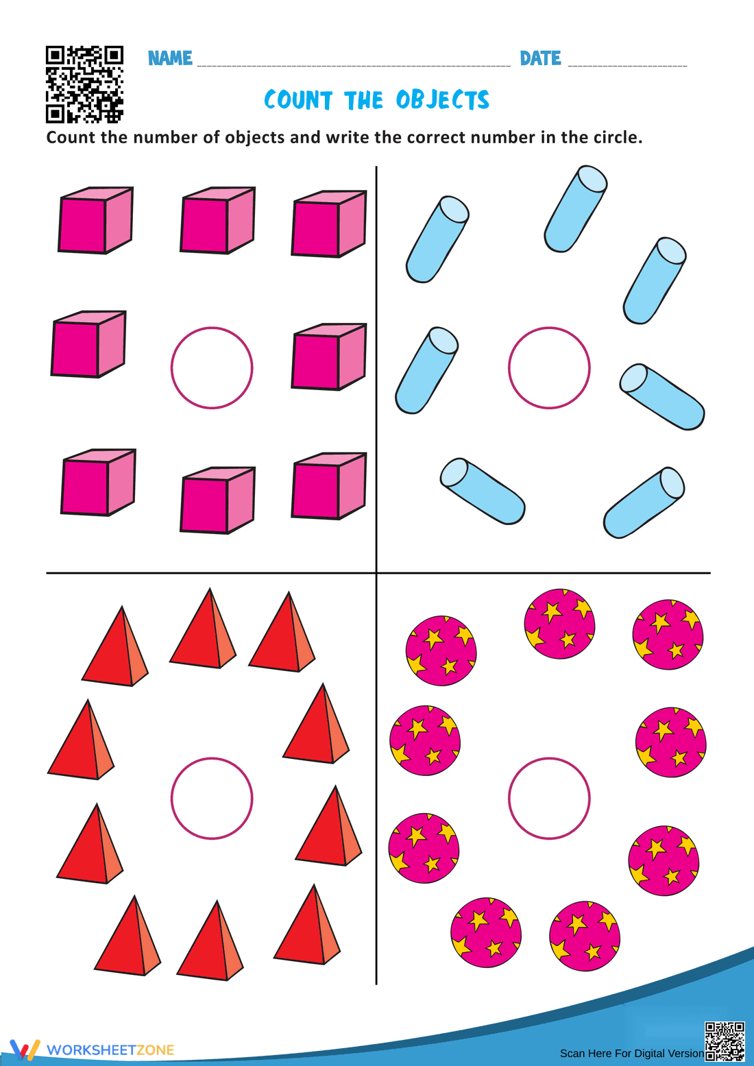 Object Counting: Practice Counting Objects 1 to 10 - Page 1