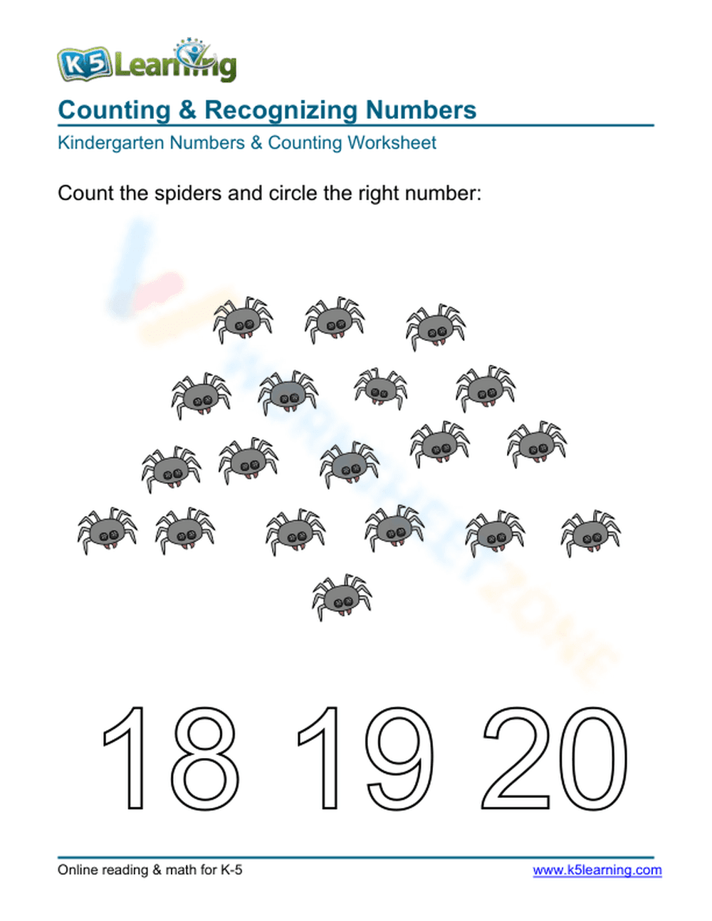 Counting with Spider-Themed Worksheet - Page 1