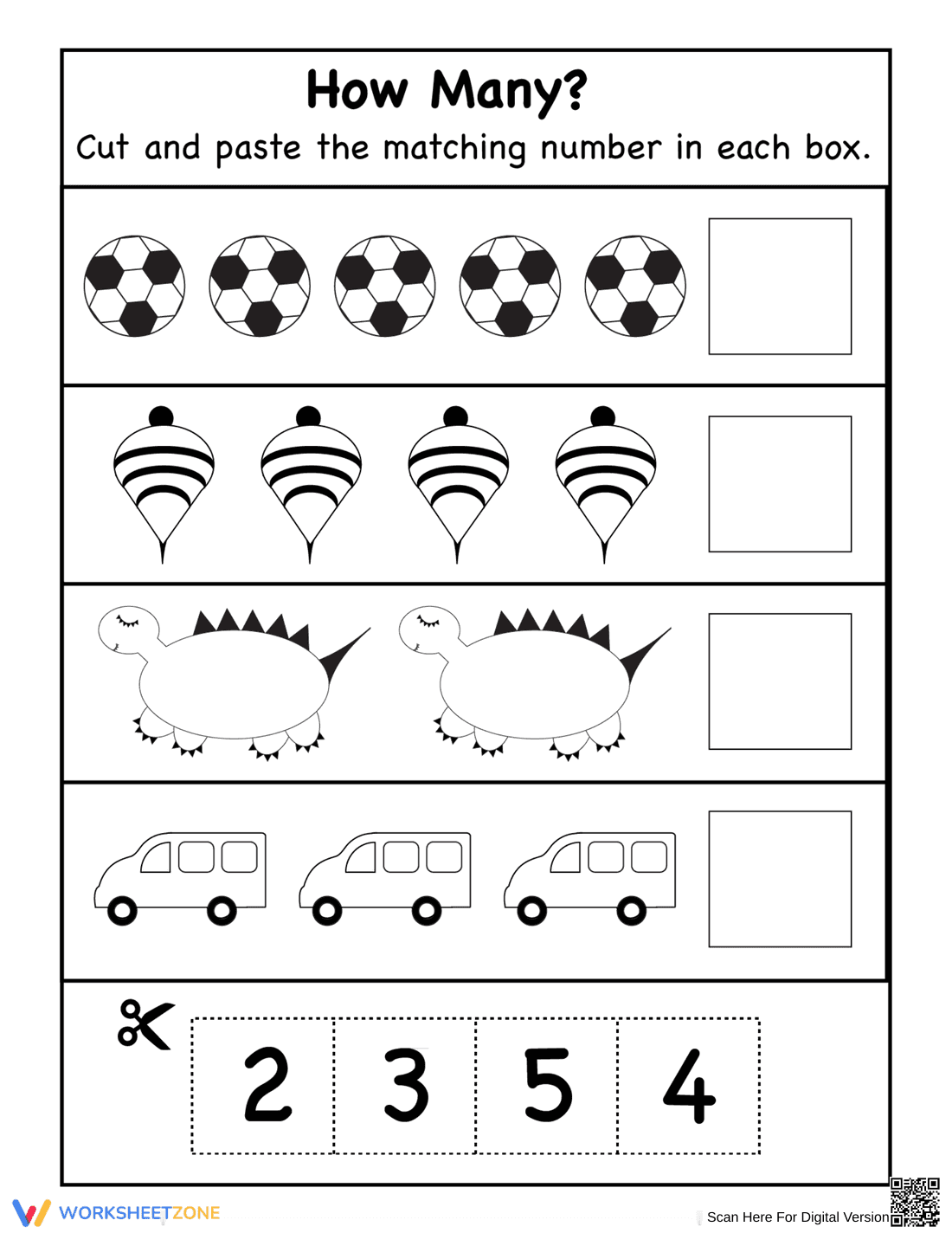 Hands-On Counting: Cut and Paste 1 to 10 Objects - Page 1