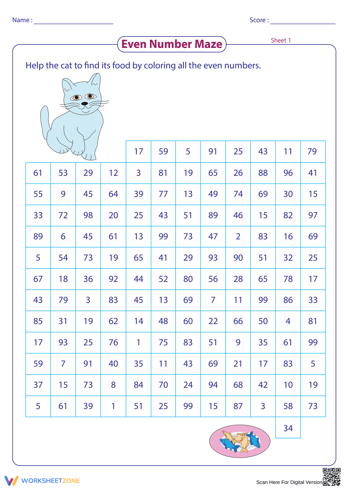 Even Number Maze: Learning Tool - Page 1