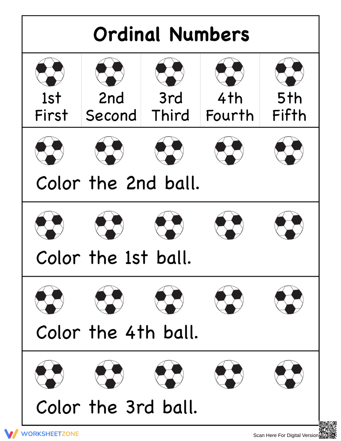 Fun with Ordinal Numbers: Coloring 1st to 10th - Page 1