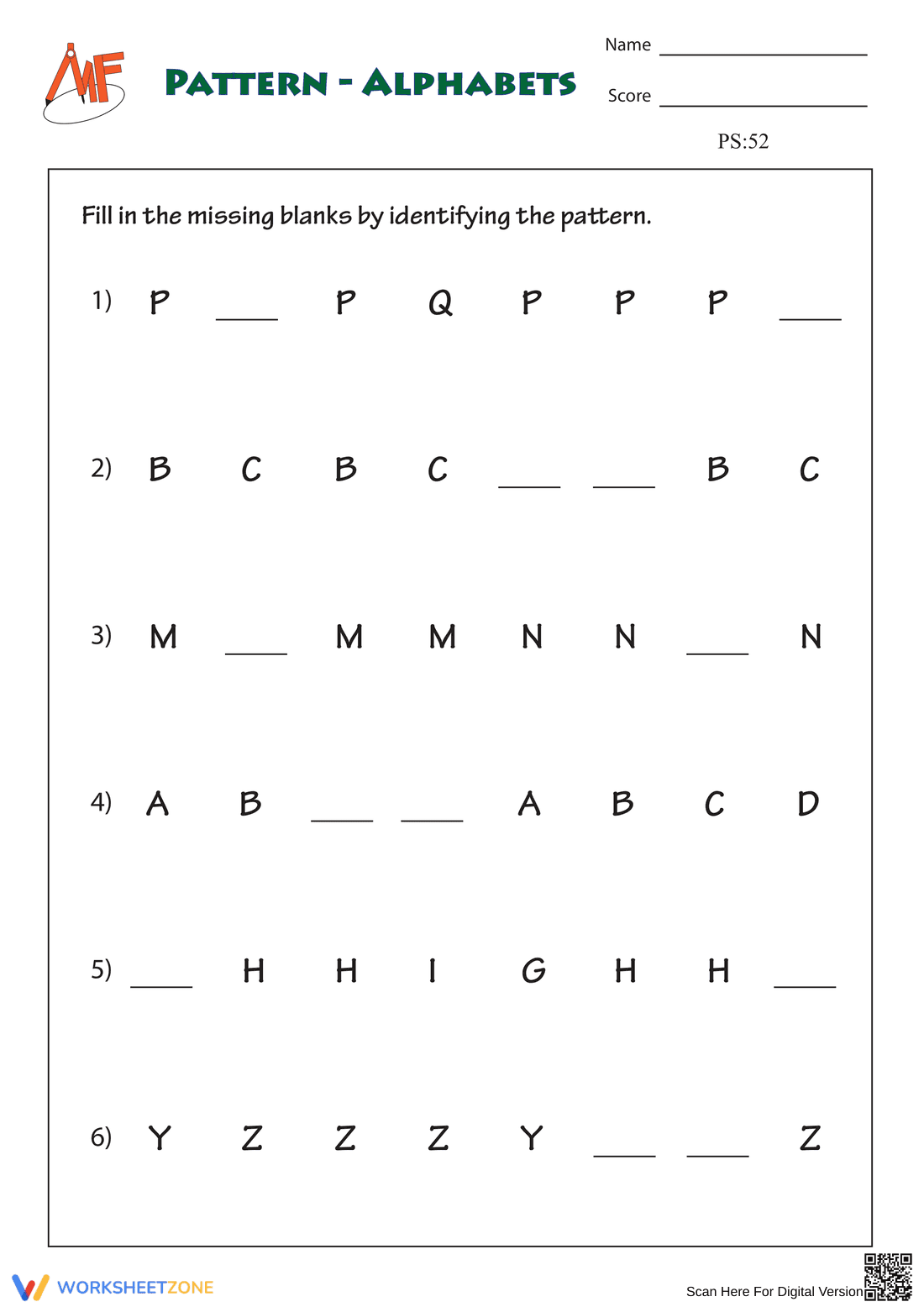 Essential Letter Pattern Worksheet | Grade 1 English - Page 1