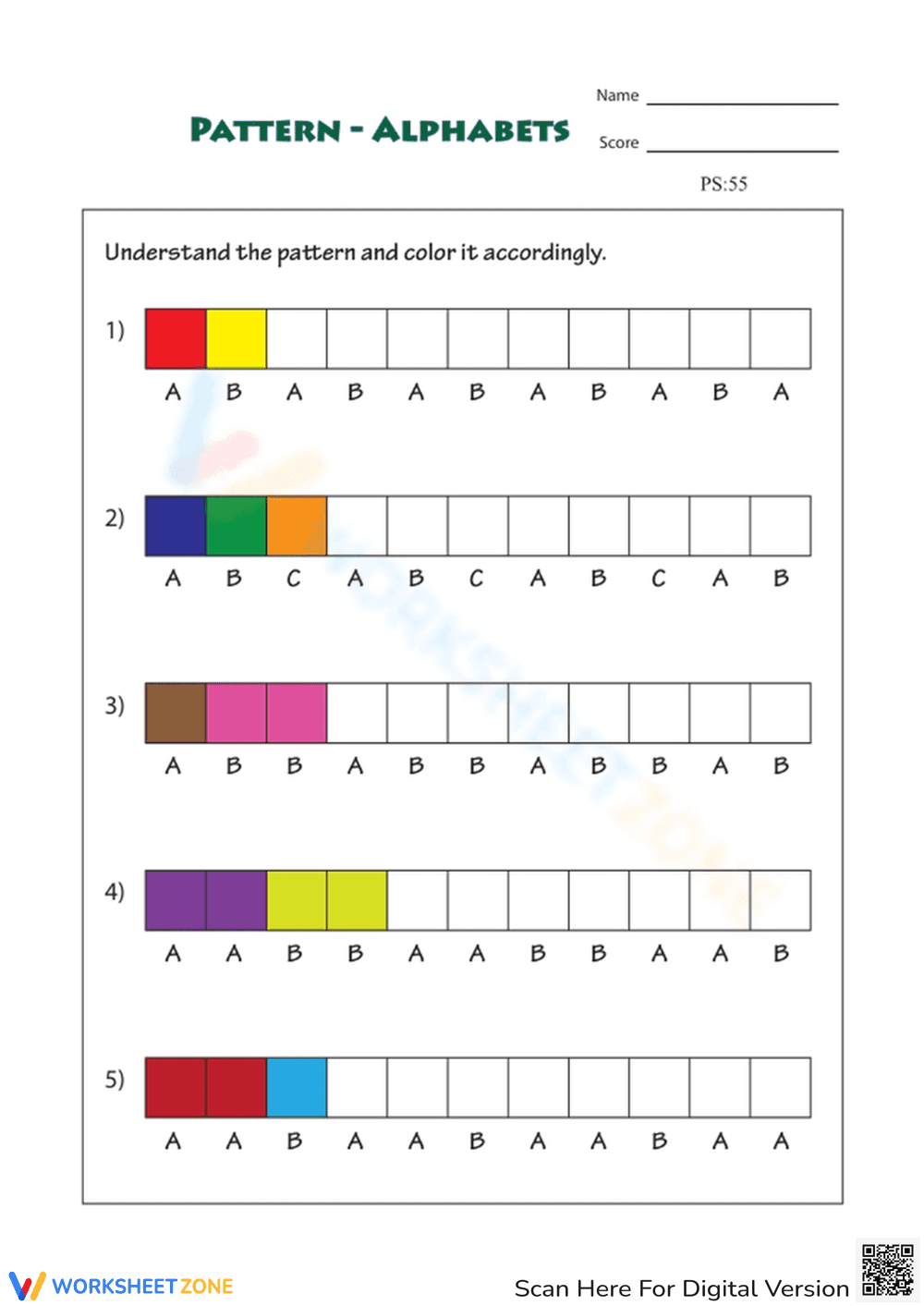 Essential Grade K Alphabet Pattern Worksheet | Printable - Page 1
