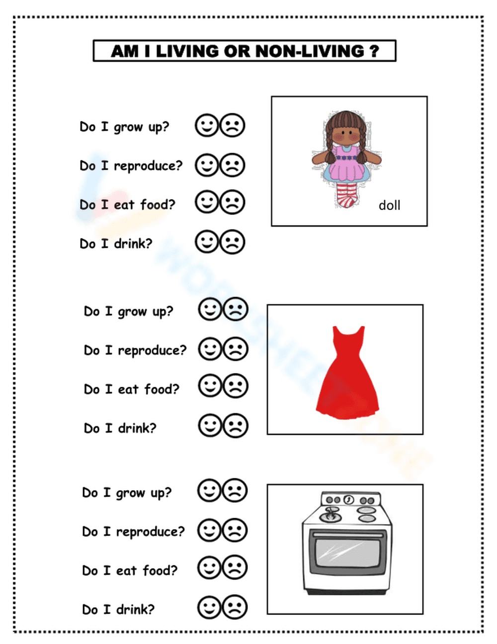 Identifying Living and Non-Living Things Activity - Page 1